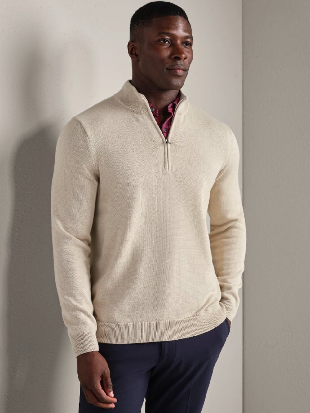 Rhone Commuter 1/4 Zip Sweater Men's Medium NWT Beige Bone Quiet Luxury Work